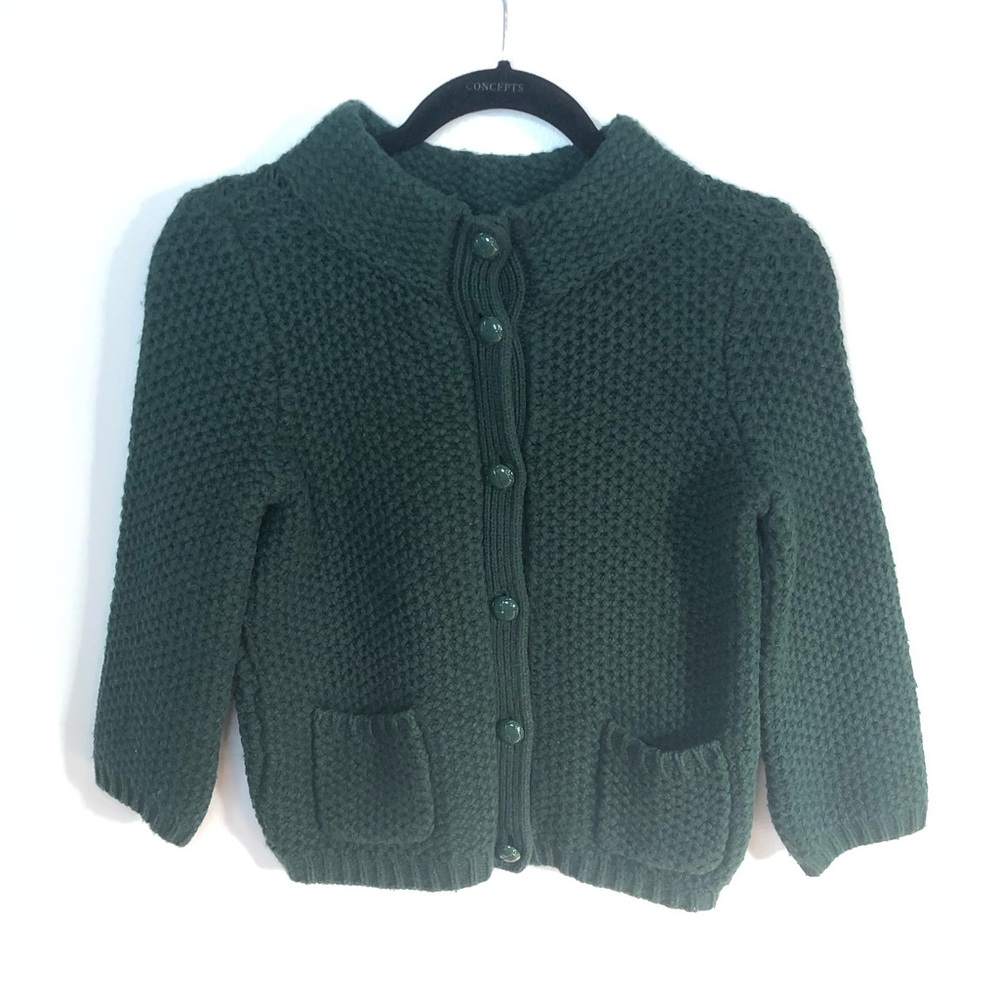 Talbots Petites Green Chunky Knit Cardigan Sweater Small